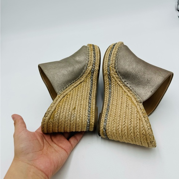 Karl Lagerfield Paris Carina Sparkle Leather Women SlipOn Open Toe Wedge Sandals - Picture 5 of 8